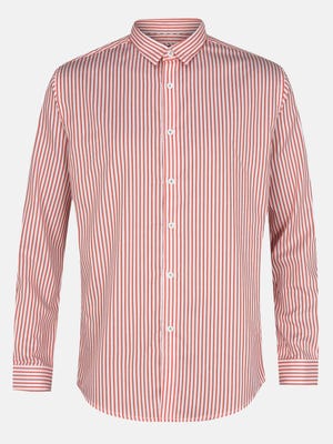 Red Patterned Casual Modern Slim Fit Cotton Shirt