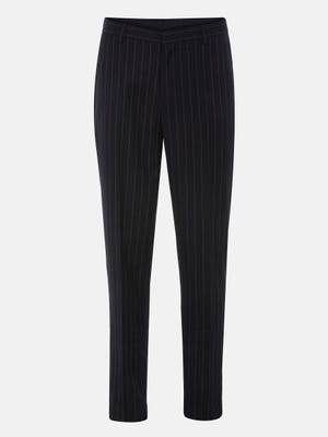 Navy Blue Mixed Cotton Classic Fit Formal Trouser
