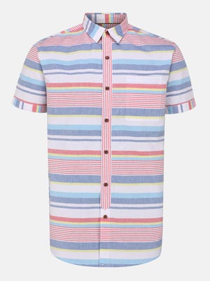 Multicolour Stripe Casual Modern Cotton Shirt