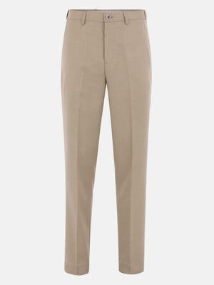 Khaki Classic Fit Mixed Viscose Formal Trousers