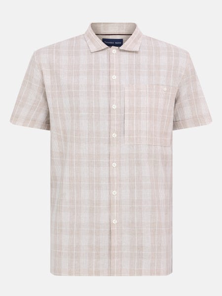 Beige Casual Modern Check Cotton Shirt