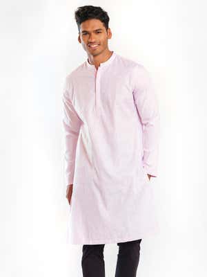 Light Pink Textured Cotton Panjabi