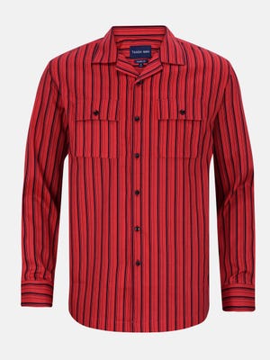 Red Striped Casual Modern Cotton Shirt