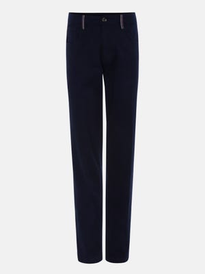 Navy Blue Classic Fit Stretch Cotton Chinos