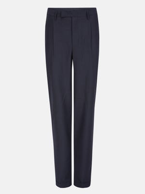 Black Polyester-Viscose Slim Fit Formal Trousers