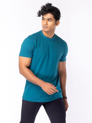 Teal Cotton Classic Fit T-shirt