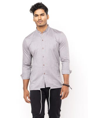 Grey Casual Modern Cotton Shirt