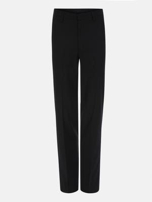 Black Polyester-Viscose Slim Fit Formal Pant