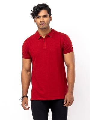 Red Cotton Classic Fit Polo Shirt