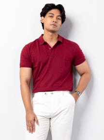 Maroon Cotton Classic Fit Taaga Man Polo Shirt