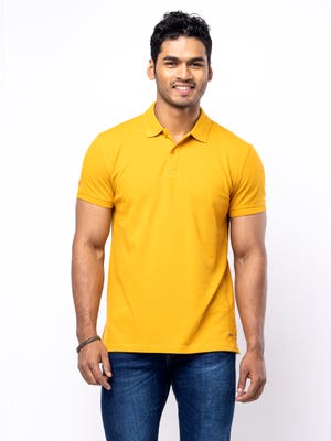 Mustard Cotton Slim Fit Taaga Man Polo Shirt