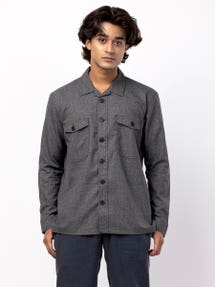 Black Textured Taaga Man Classic Fit Overshirt