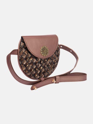 Brown Erri Embroidered Leather Bag