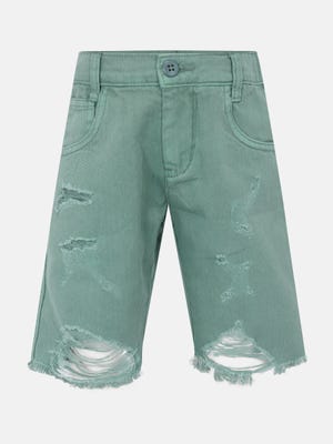 Green Denim Short Pant