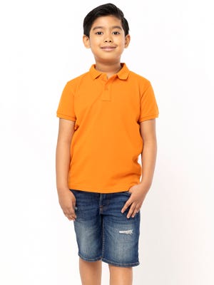 Orange Mixed Cotton Polo Shirt