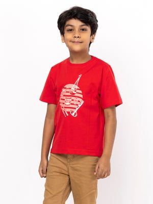 Red Printed Cotton T-Shirt