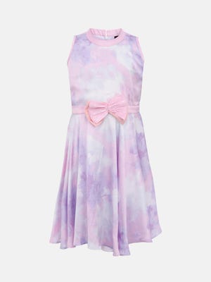 Multicolour Tie-Dyed Mixed Cotton Party Frock