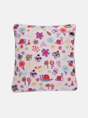 Ivory Printed Mixed Cotton Cushion Cover