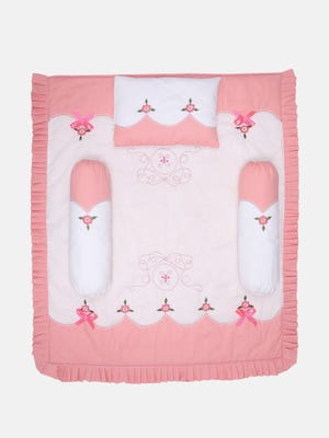 Dusty Pink Embroidered Cotton Carrier Set