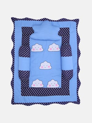 Blue Printed and Embroidered Cotton Carrier Set