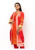 Red Check Printed and Embroidered Cotton Shalwar Kameez Set