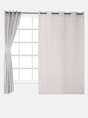 Ivory Weaved Viscose-Cotton Curtain