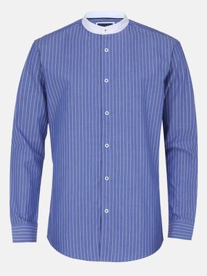 Blue Executive Semi Formal Cotton Slim Fit Shirt