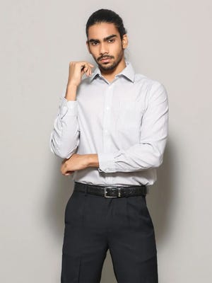 White Patterned Formal Cotton Classic Fit Shirt